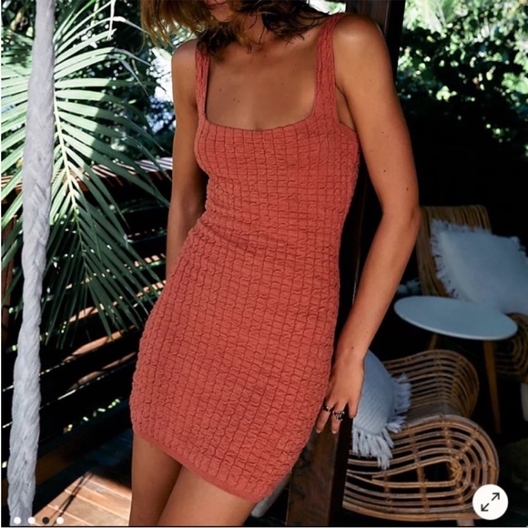 Free People Dresses & Skirts - Free People Beach Short N Sweet Knit Mini Dress in Ambered Coral XS